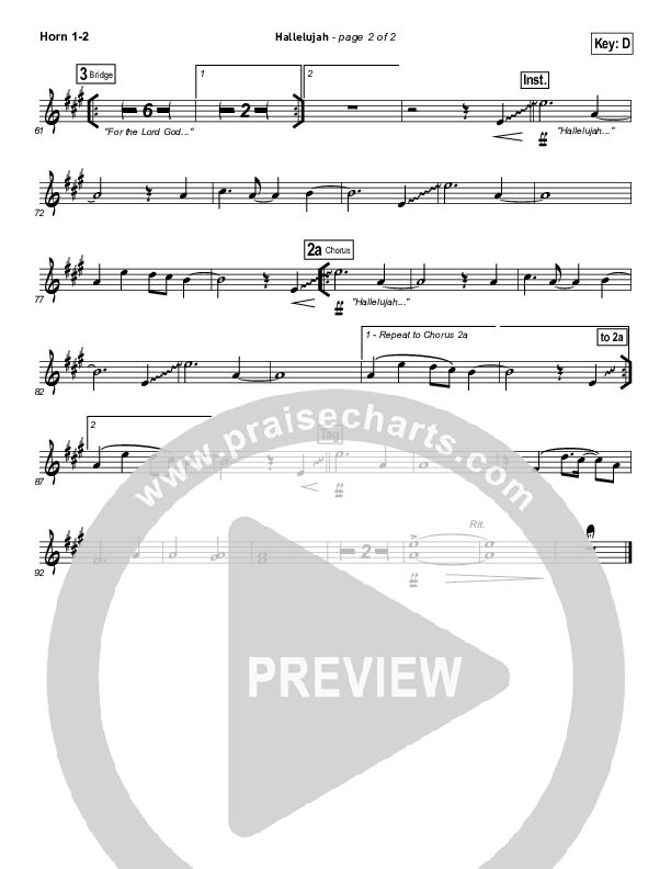 Hallelujah French Horn 1/2 (North Point Worship)