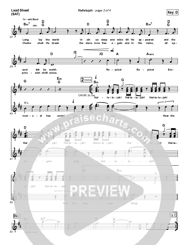Hallelujah Lead Sheet (SAT) (North Point Worship)