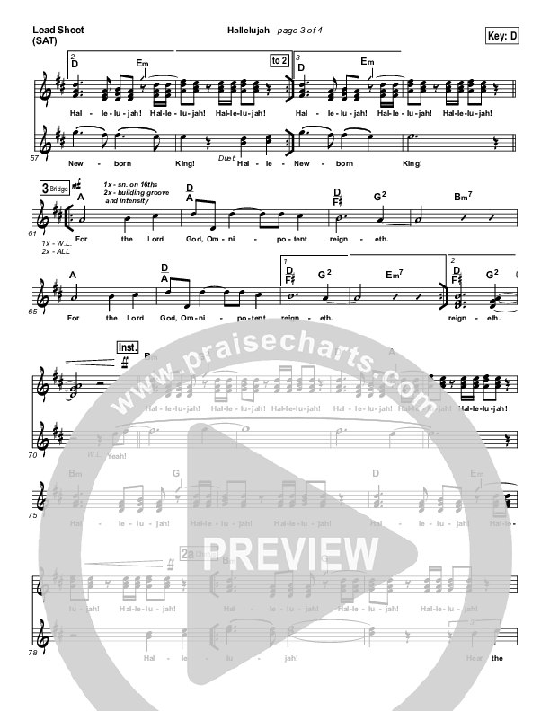 Hallelujah Lead Sheet (SAT) (North Point Worship)