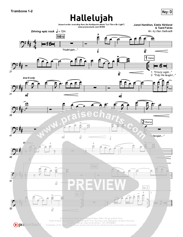 Hallelujah Trombone 1/2 (North Point Worship)