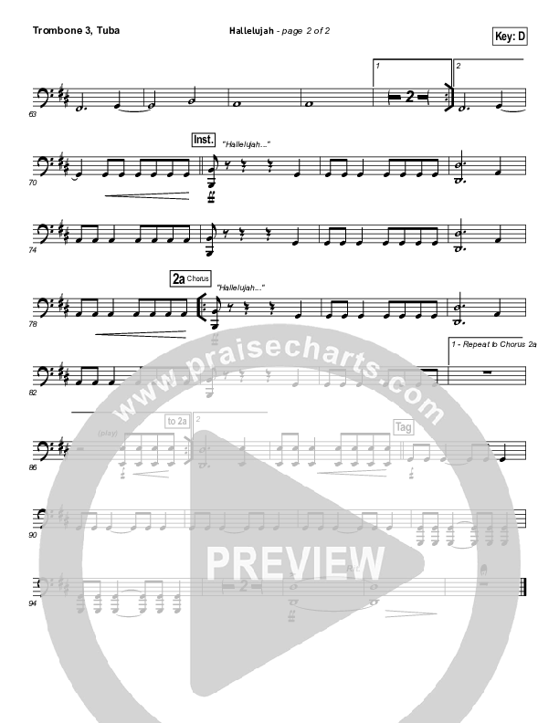 Hallelujah Trombone 3/Tuba (North Point Worship)