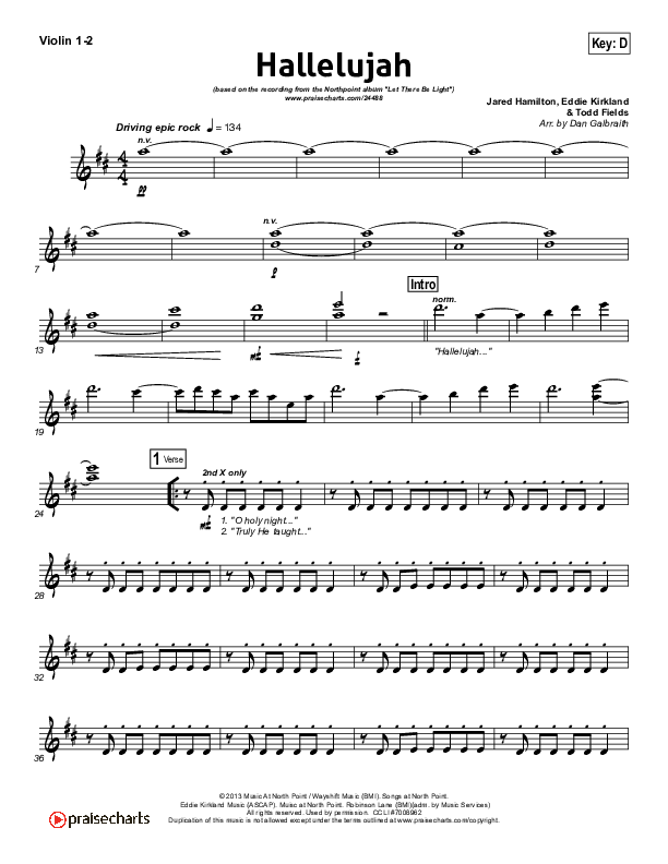 Hallelujah Violin 1/2 (North Point Worship)