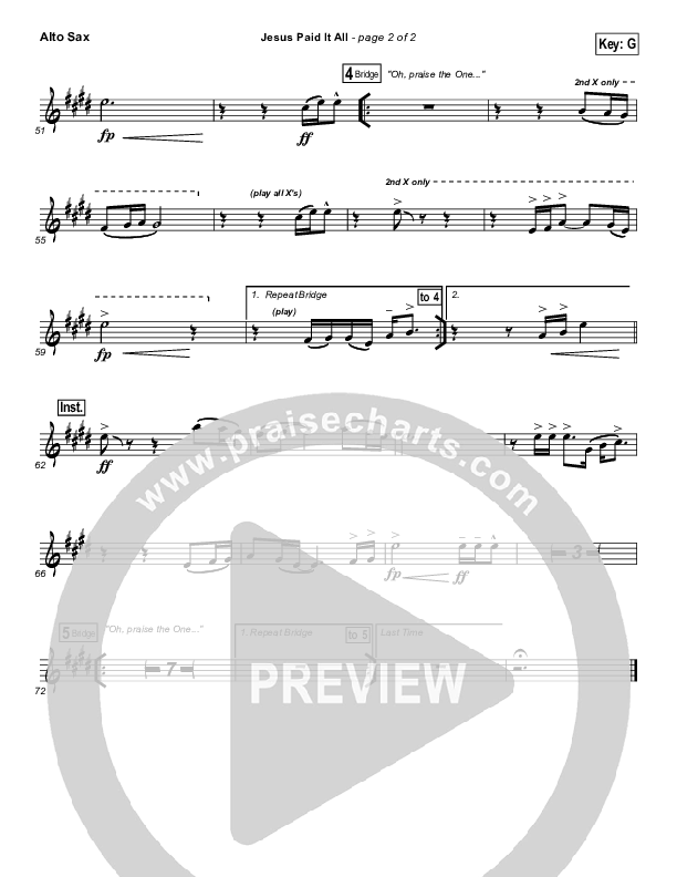 Jesus Paid It All Alto Sax (Kristian Stanfill / Passion)