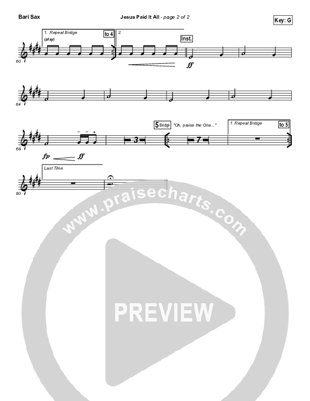 Jesus Paid It All Bari Sax (Kristian Stanfill / Passion)