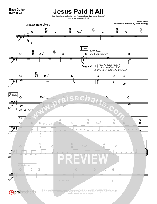 Jesus Paid It All Bass Guitar (Kristian Stanfill / Passion)