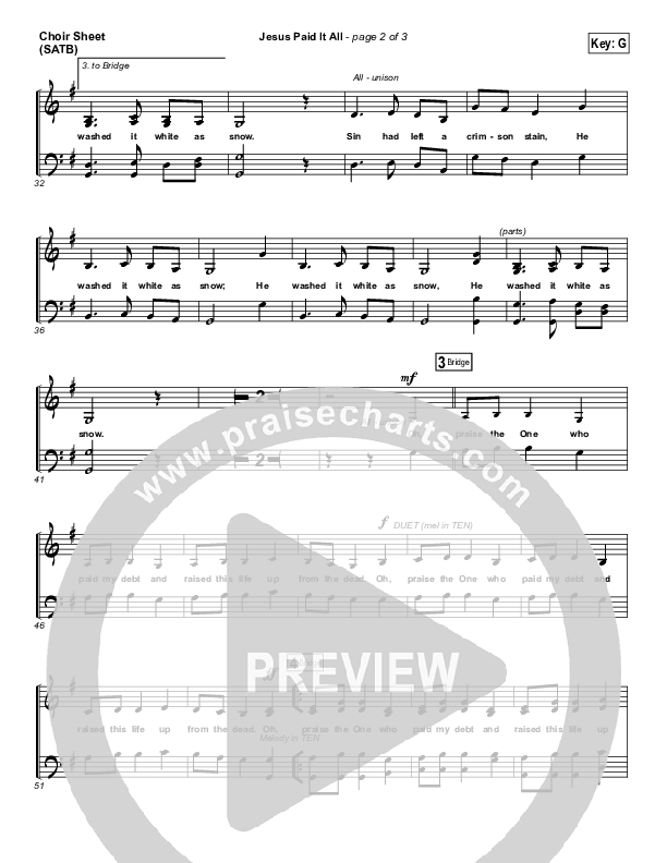 Jesus Paid It All Choir Sheet (SATB) (Kristian Stanfill / Passion)