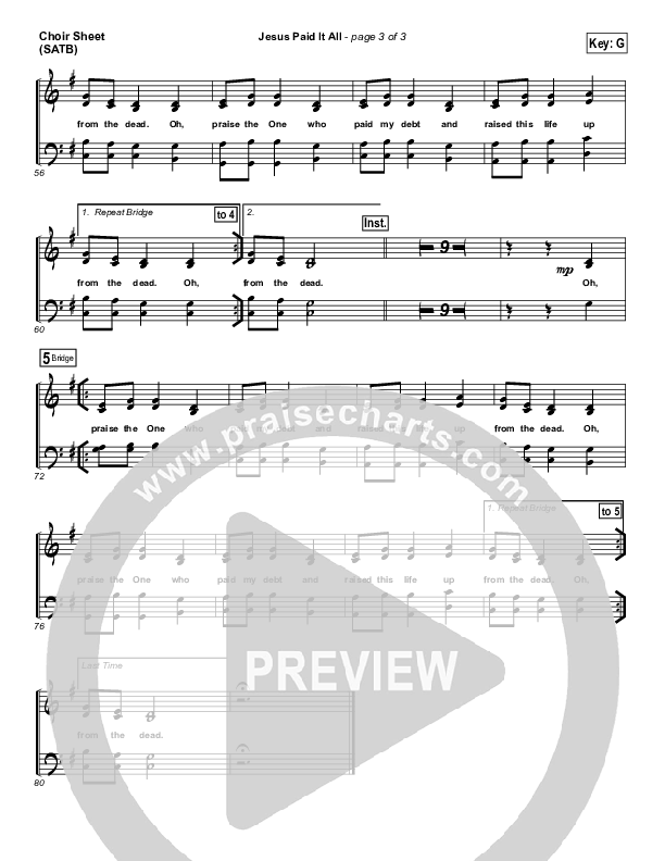 Jesus Paid It All Choir Sheet (SATB) (Kristian Stanfill / Passion)