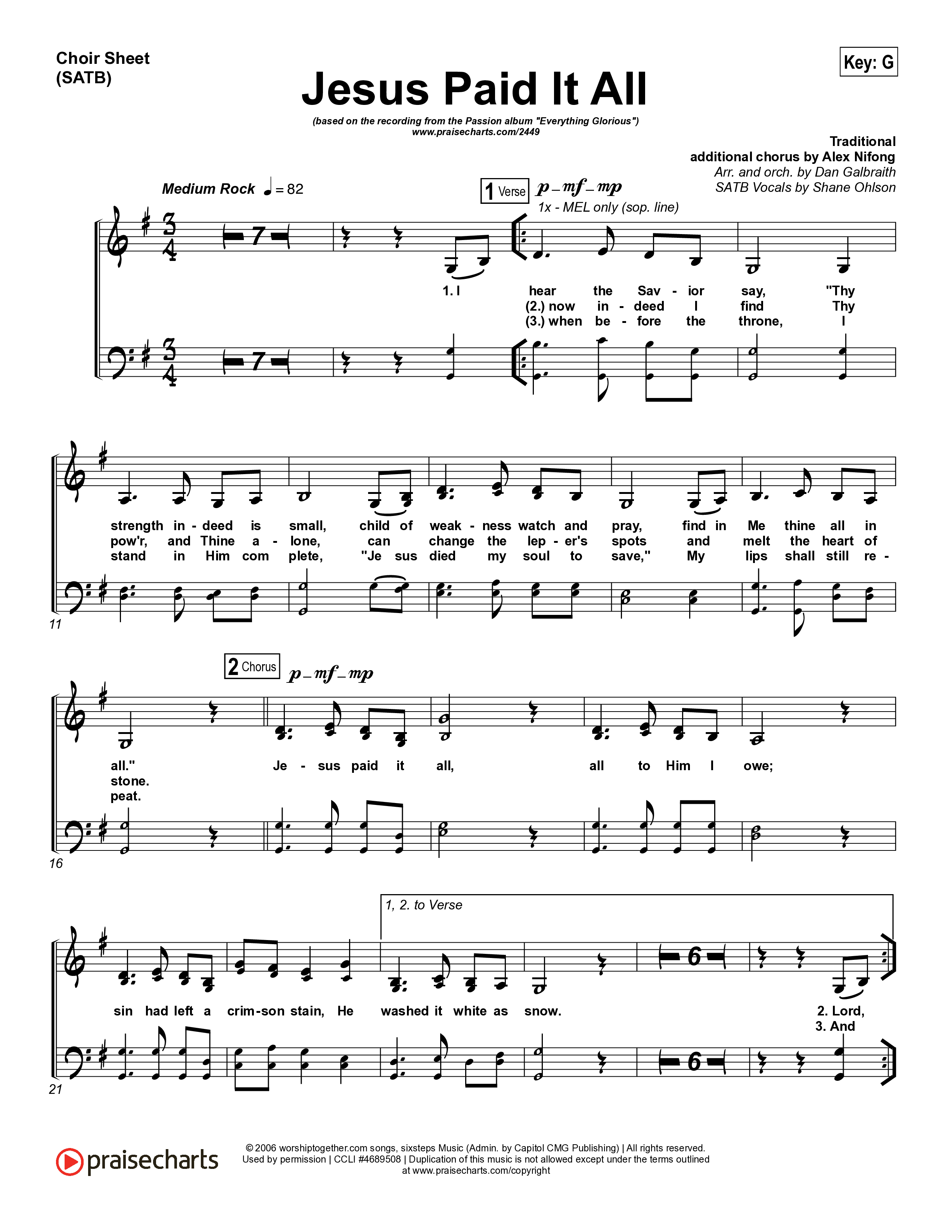 Jesus Paid It All Choir Sheet (SATB) (Kristian Stanfill / Passion)