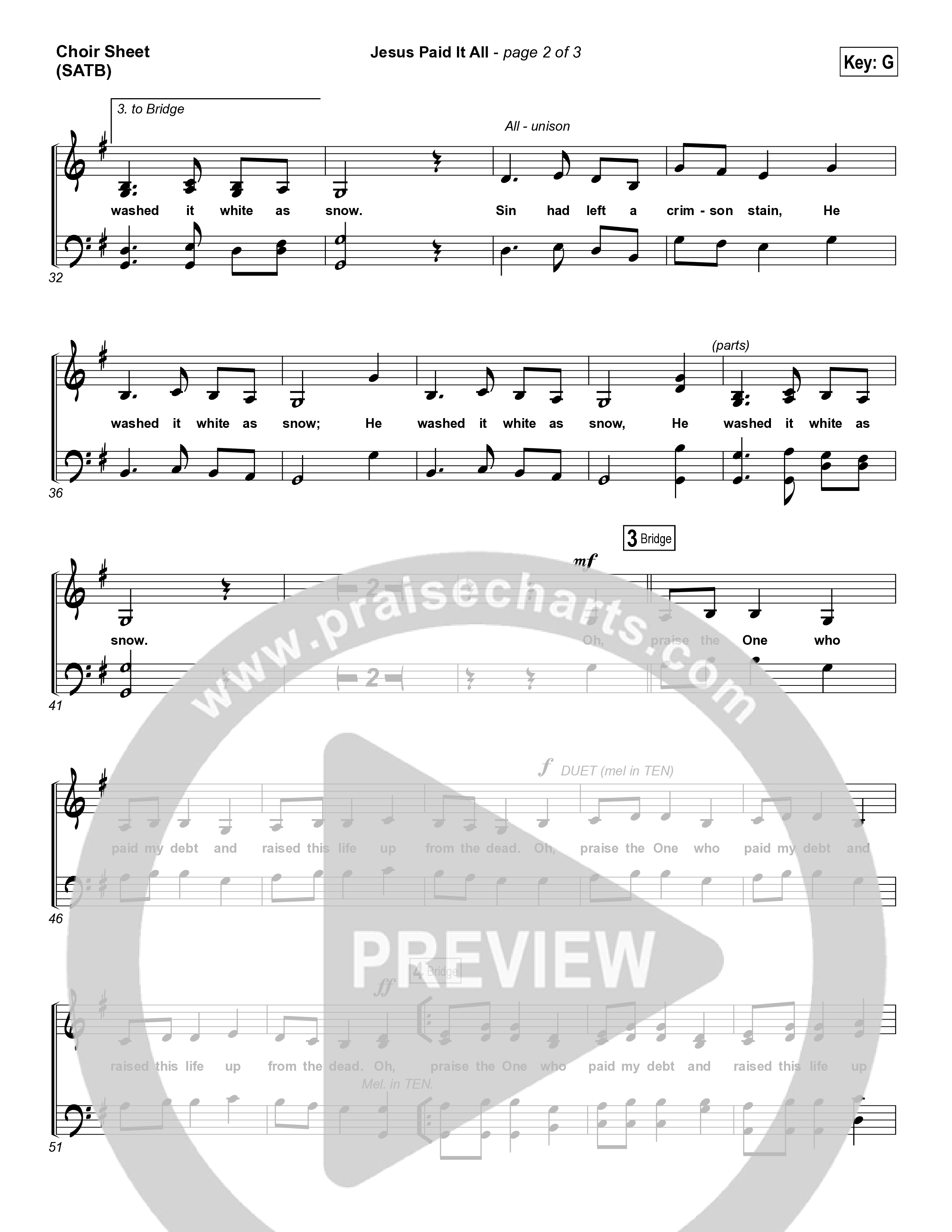Jesus Paid It All Choir Sheet (SATB) (Kristian Stanfill / Passion)