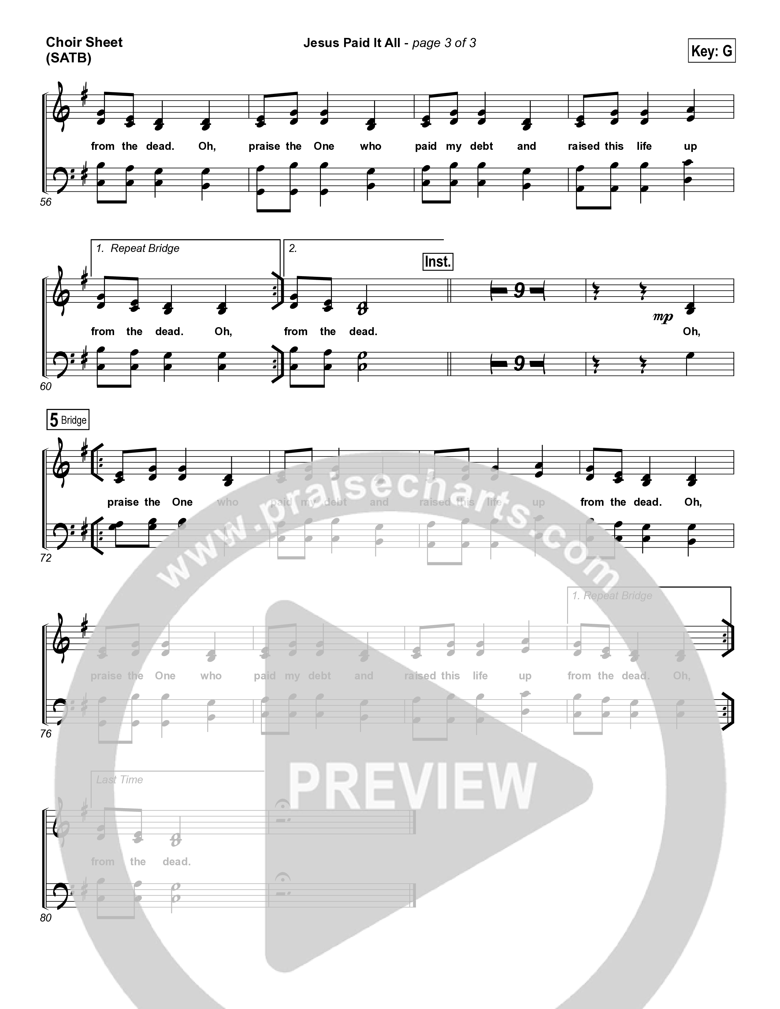 Jesus Paid It All Choir Sheet (SATB) (Kristian Stanfill / Passion)