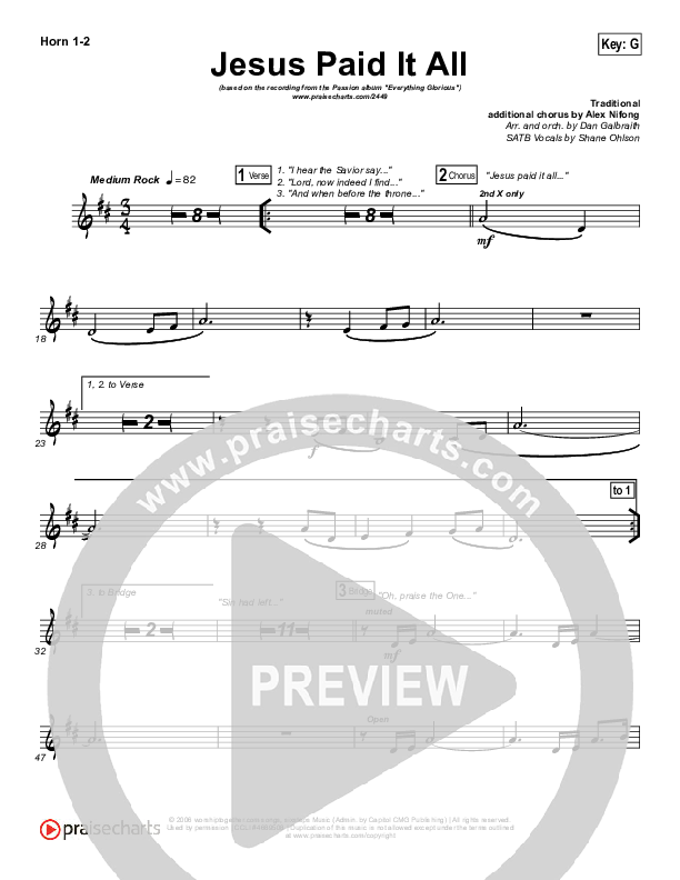 Jesus Paid It All Brass Pack (Kristian Stanfill / Passion)