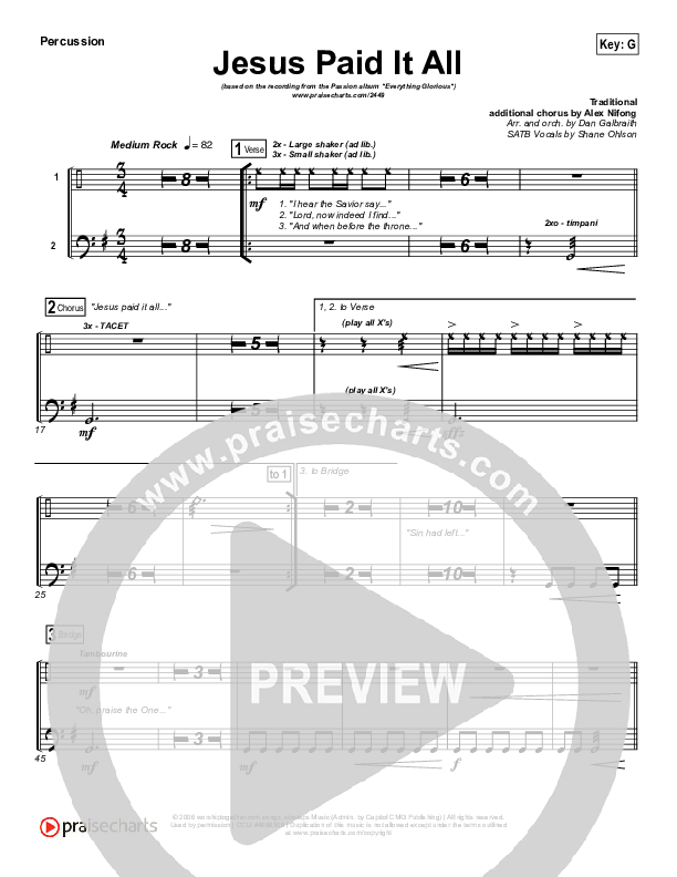 Jesus Paid It All Percussion (Kristian Stanfill / Passion)