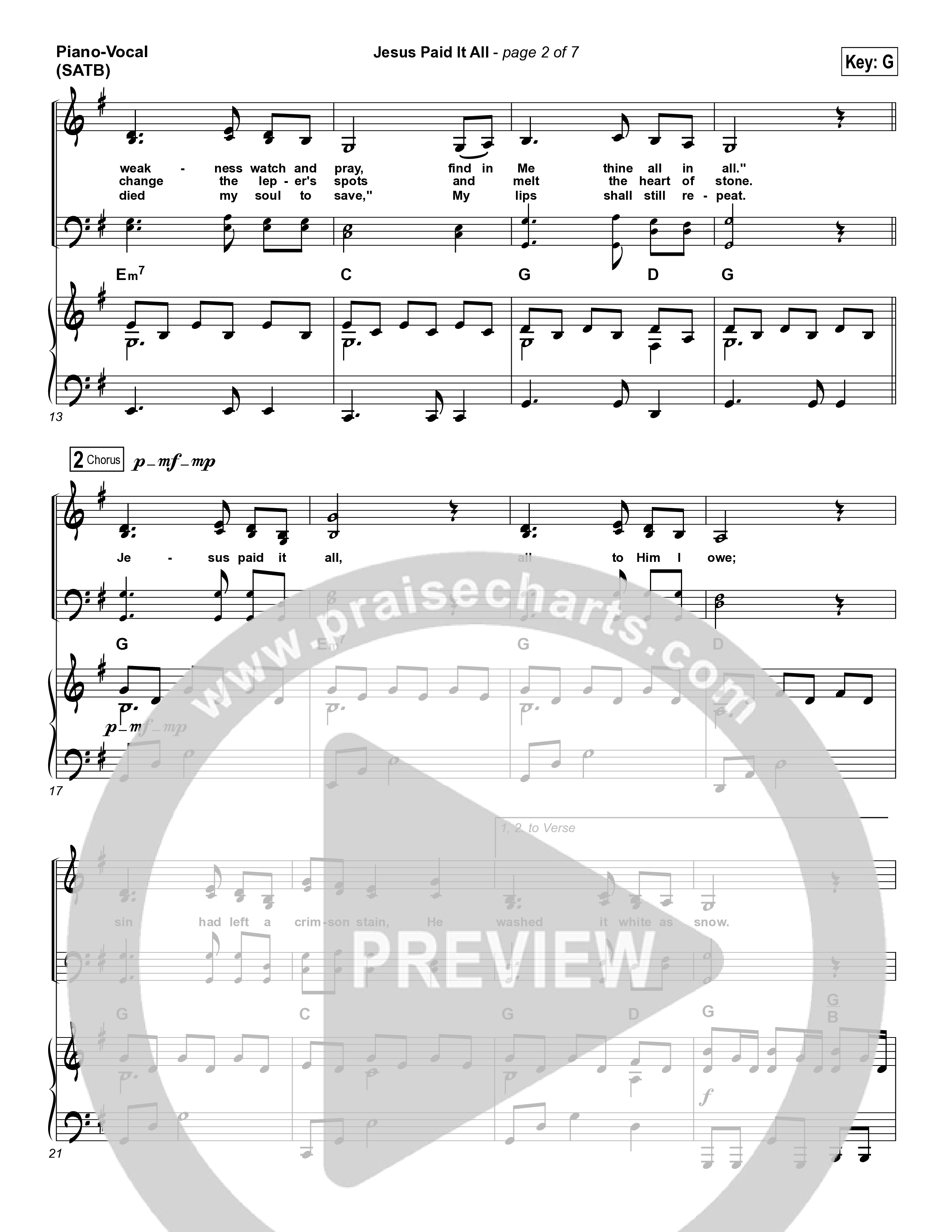 Jesus Paid It All Piano/Vocal Pack (Kristian Stanfill / Passion)