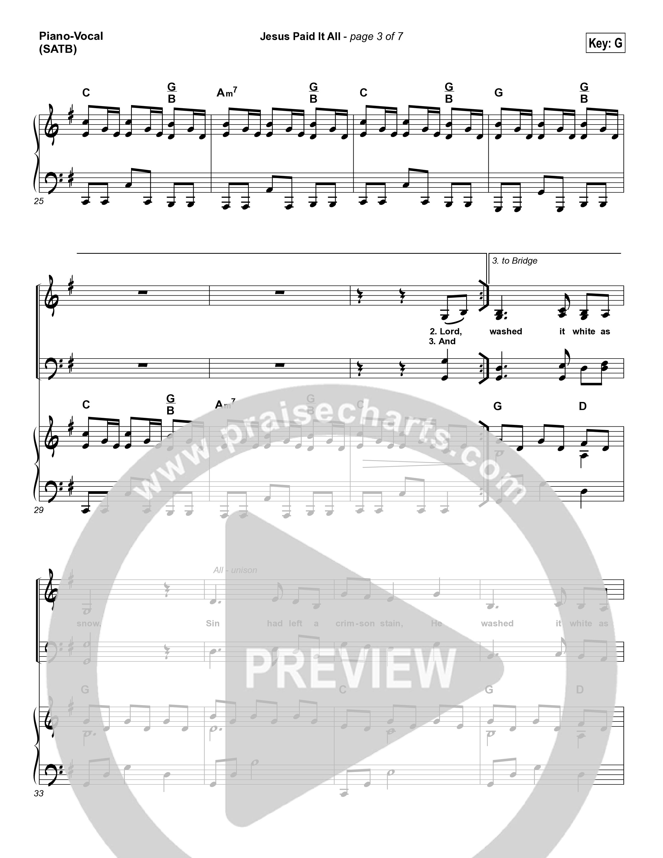 Jesus Paid It All Piano/Vocal Pack (Kristian Stanfill / Passion)