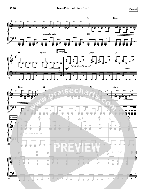 Jesus Paid It All Piano Sheet (Kristian Stanfill / Passion)