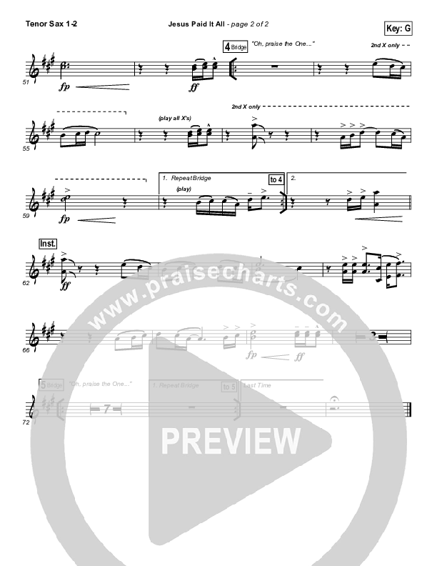 Jesus Paid It All Tenor Sax 1/2 (Kristian Stanfill / Passion)