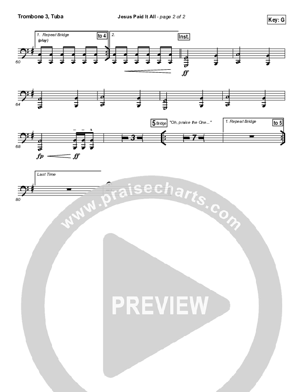 Jesus Paid It All Trombone 3/Tuba (Kristian Stanfill / Passion)