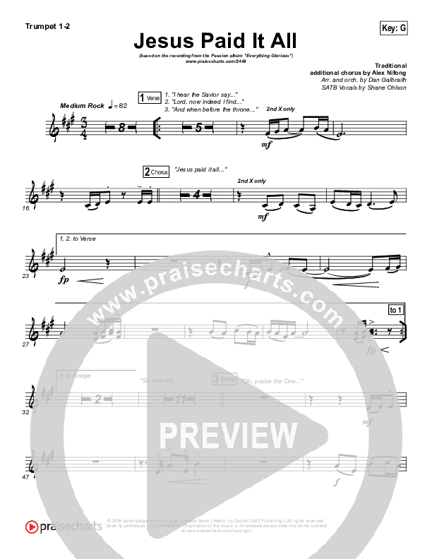 Jesus Paid It All Brass Pack (Kristian Stanfill / Passion)