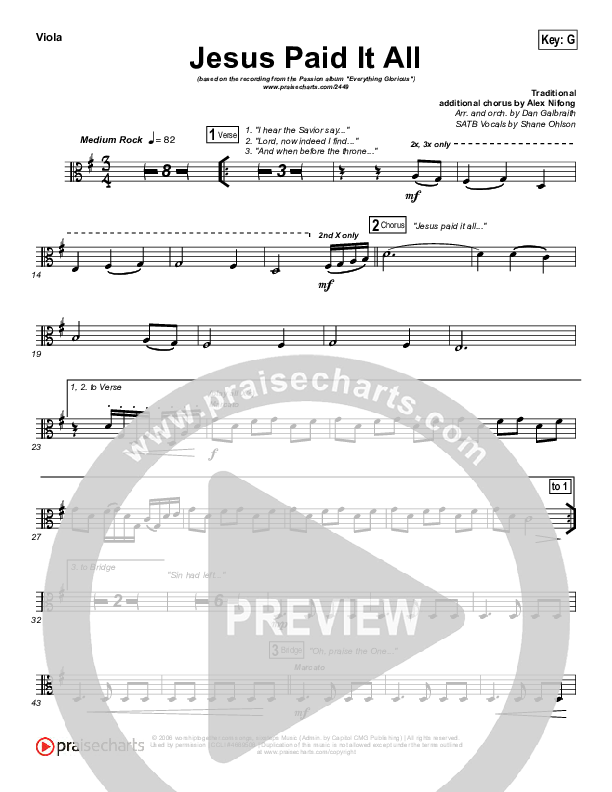 Jesus Paid It All Viola (Kristian Stanfill / Passion)