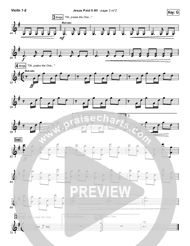 Jesus Paid It All Violin 1/2 (Kristian Stanfill / Passion)