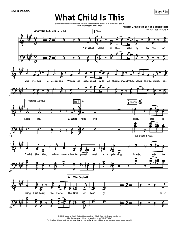 What Child Is This Choir Sheet (SATB) (North Point Worship)