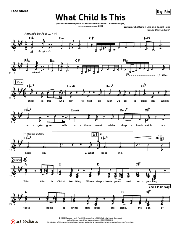 What Child Is This Lead Sheet (SAT) (North Point Worship)