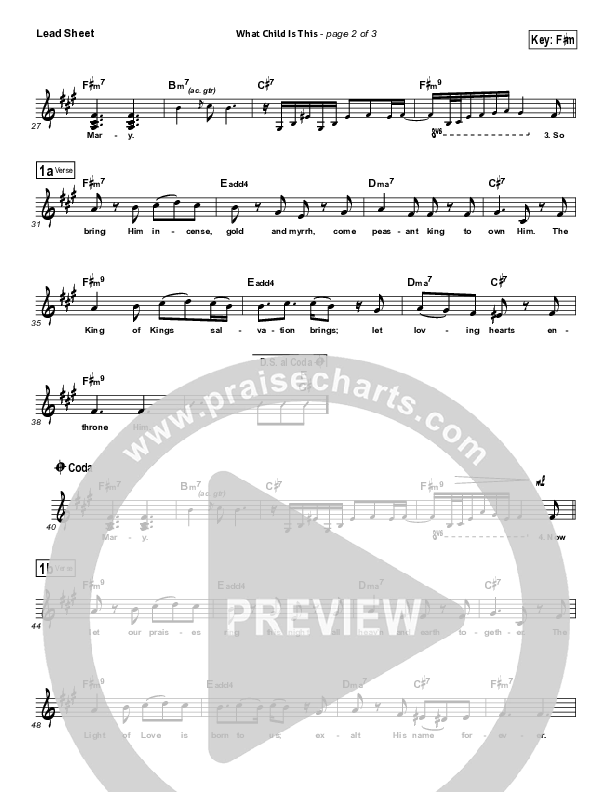 What Child Is This Lead Sheet (SAT) (North Point Worship)