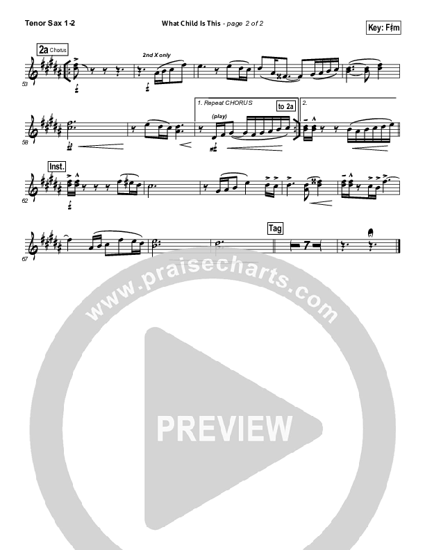 What Child Is This Tenor Sax 1/2 (North Point Worship)
