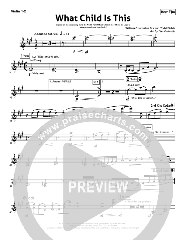 What Child Is This Violin 1/2 (North Point Worship)