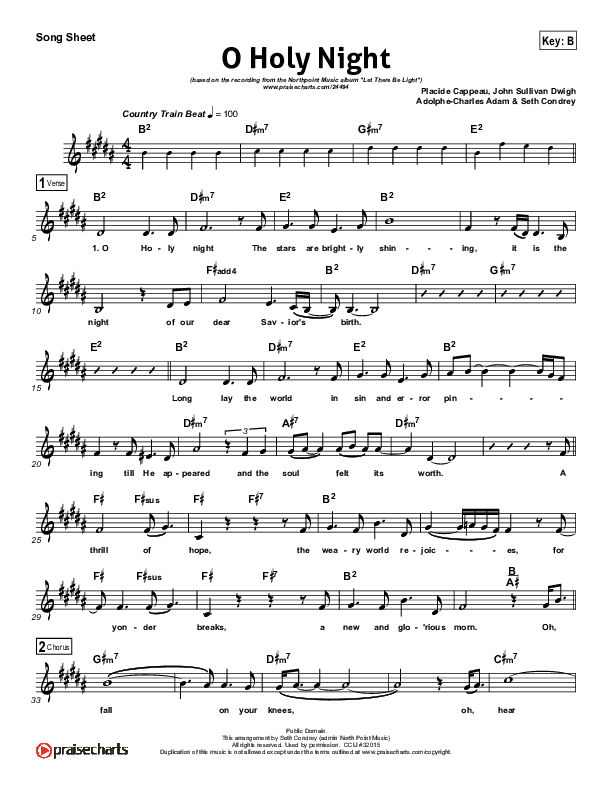 O Holy Night C Instrument Sheet Music (Lead Sheet) with Chords and Lyrics