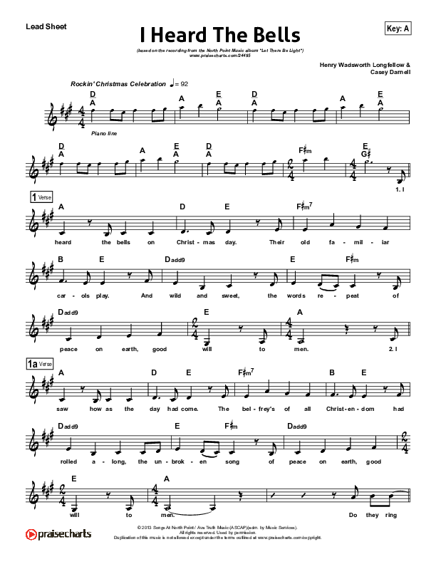 I Heard The Bells Lead Sheet (North Point Worship)