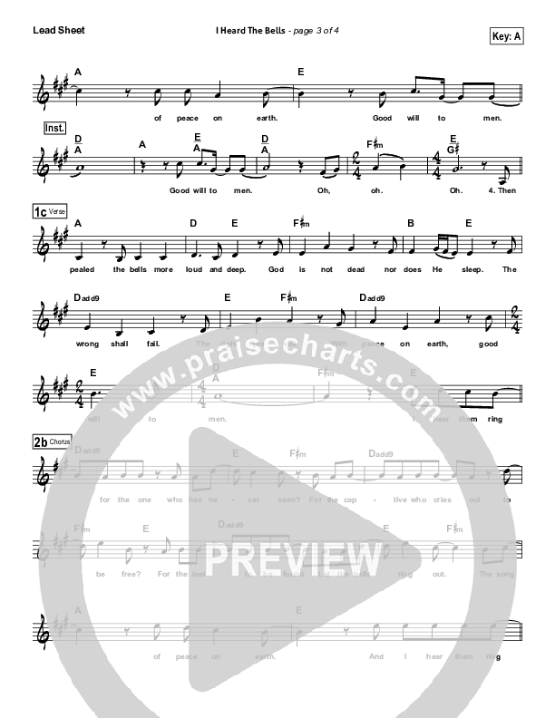 I Heard The Bells Lead Sheet (North Point Worship)