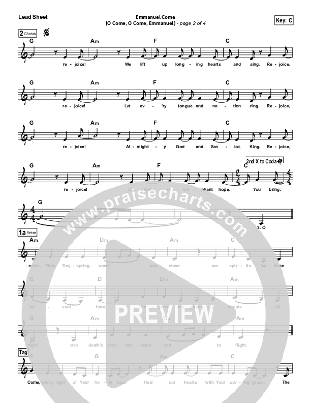 Emmanuel Come Lead Sheet (North Point Worship)