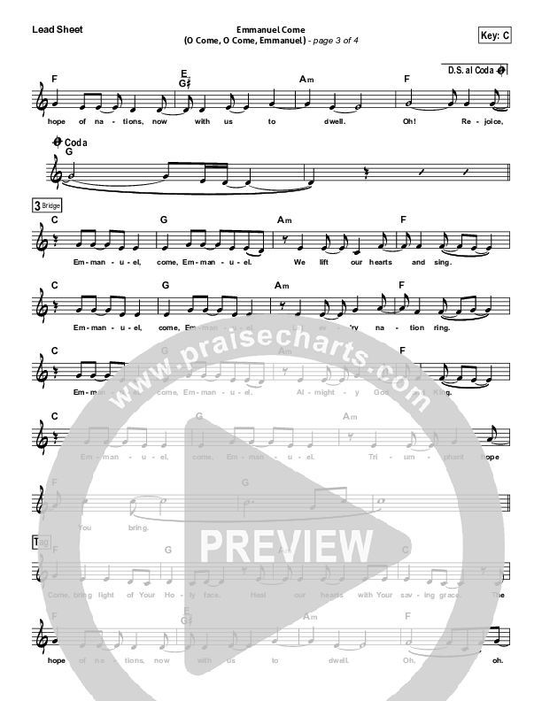 Emmanuel Come Lead Sheet (North Point Worship)