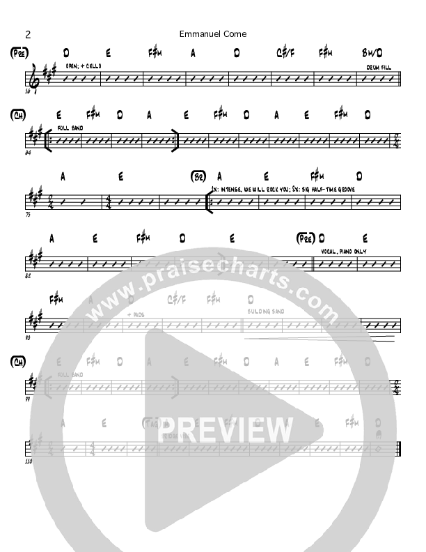 Emmanuel Come Rhythm Chart (North Point Worship)