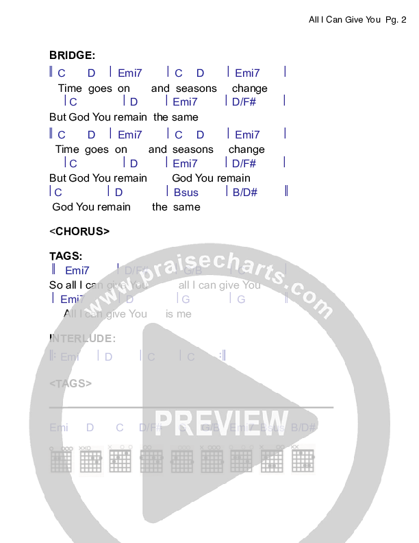 All I Can Give You Chords & Lyrics (Bryan Popin)