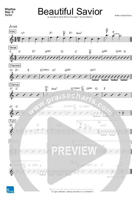Beautiful Savior Rhythm Chart (Bryan Popin)