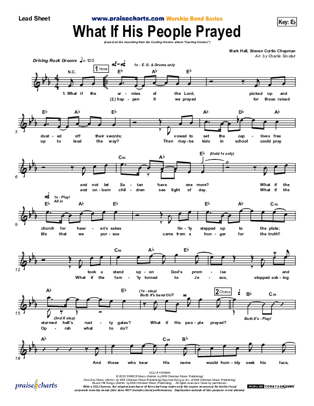 What If His People Prayed Lead Sheet (Casting Crowns)