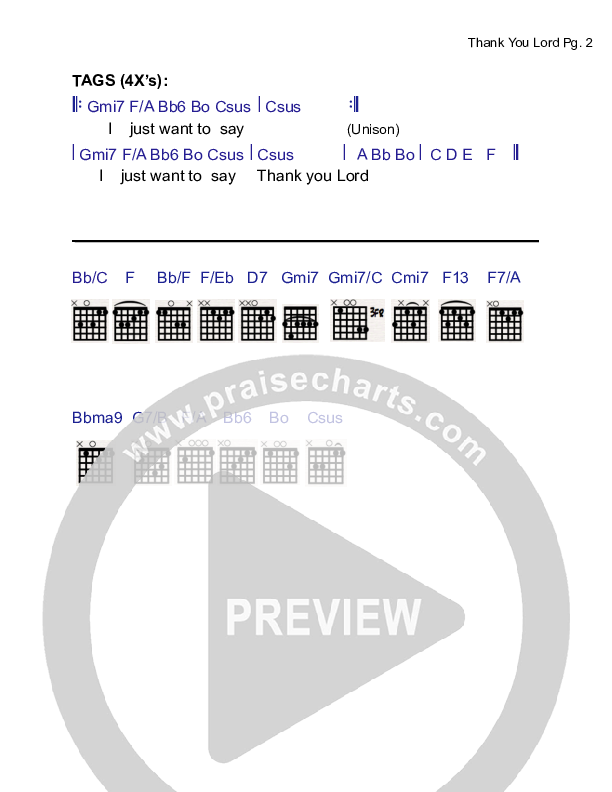 Thank You Jesus Chords & Lyrics (Bryan Popin)