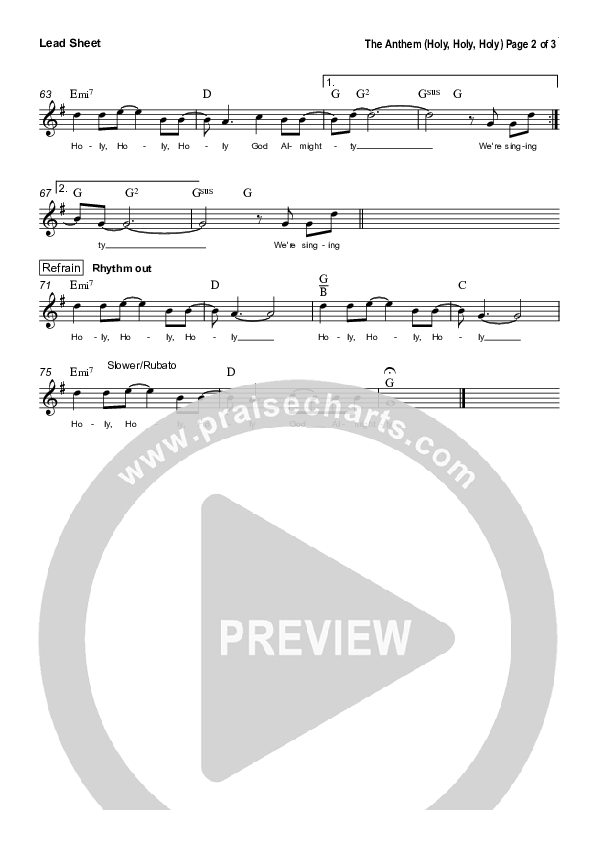 The Anthem (Holy Holy Holy) Lead Sheet (Bryan Popin)