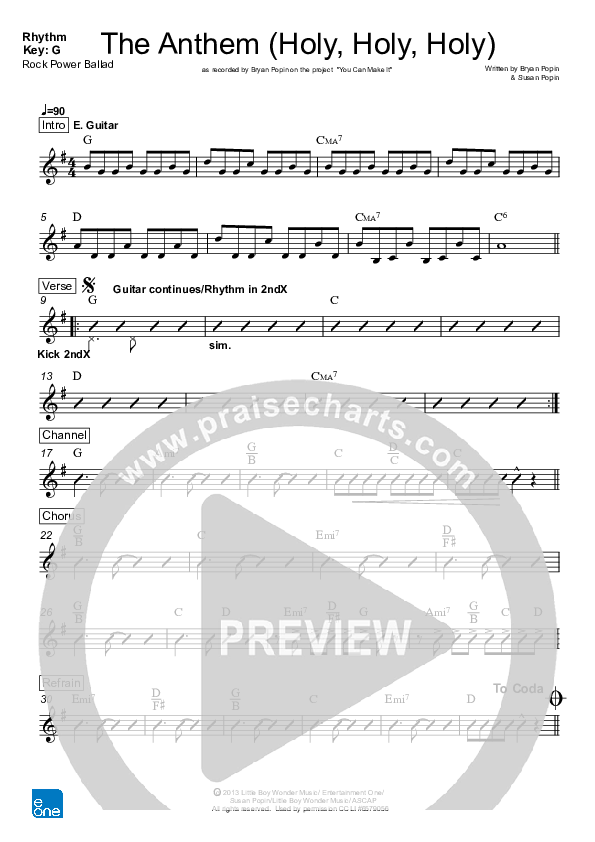 The Anthem (Holy Holy Holy) Rhythm Chart (Bryan Popin)