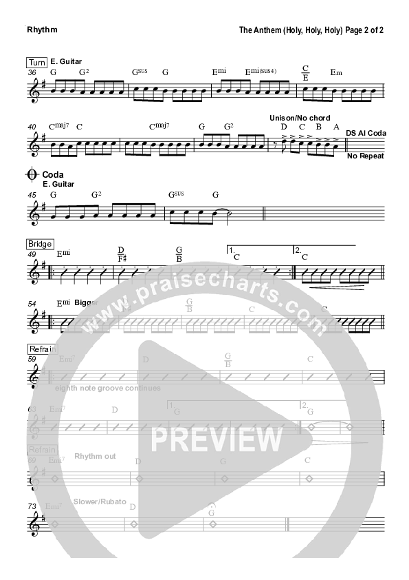 The Anthem (Holy Holy Holy) Rhythm Chart (Bryan Popin)