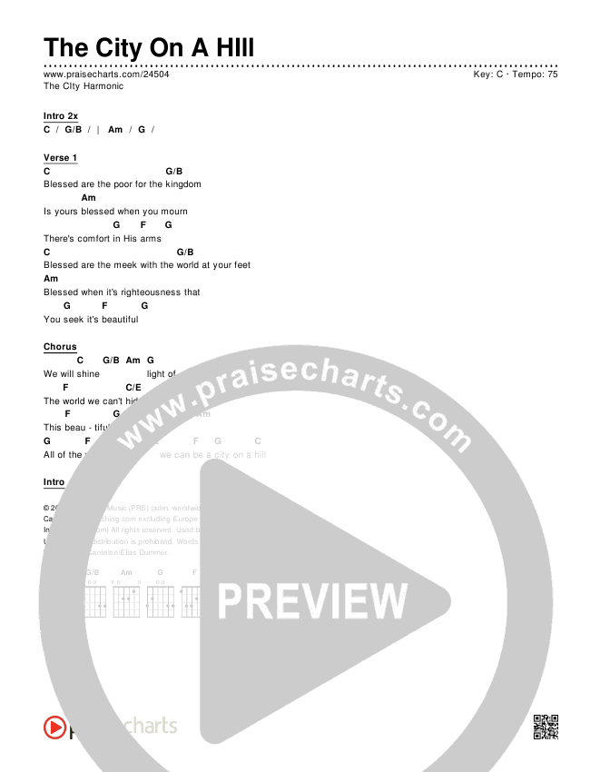 The City On A HIll Chords & Lyrics (The City Harmonic)