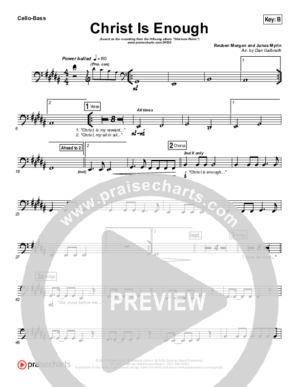 Christ Is Enough Cello/Bass (Hillsong Worship)