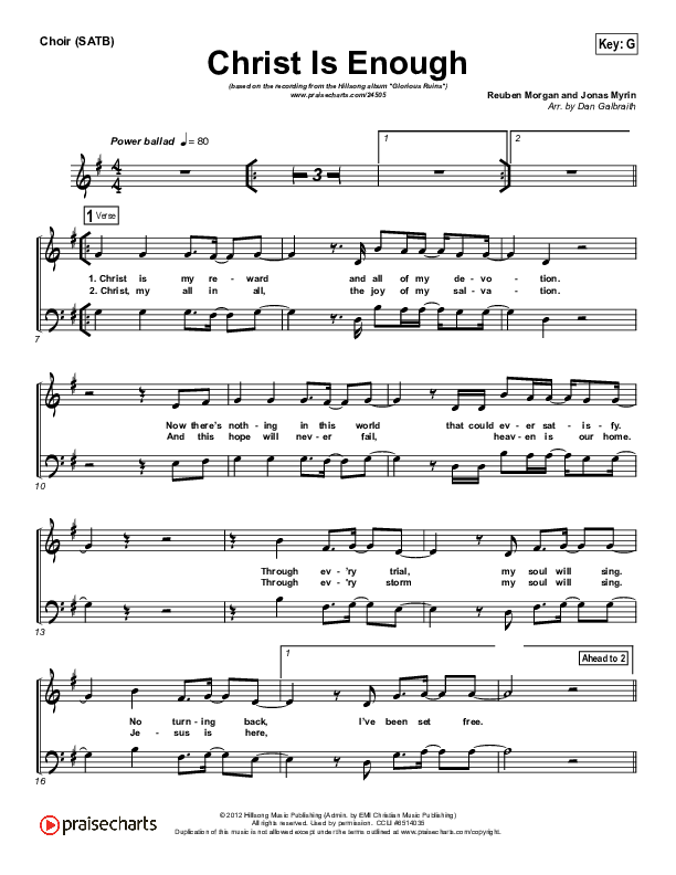 Christ Is Enough Choir Sheet (SATB) (Hillsong Worship)