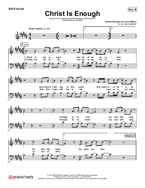 Christ Is Enough Choir Vocals (SATB) (Hillsong Worship)