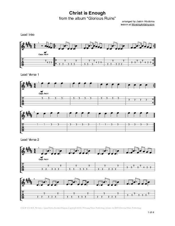 Christ Is Enough Guitar TAB/Riffs (Hillsong Worship)