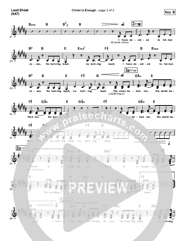 Christ Is Enough Lead Sheet (SAT) (Hillsong Worship)