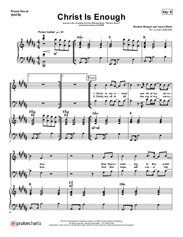 Christ Is Enough Piano/Vocal (SATB) (Hillsong Worship)