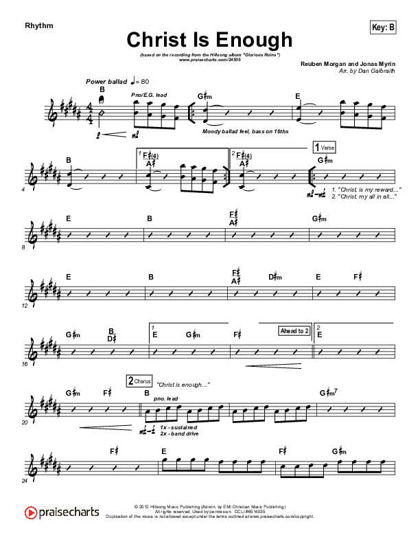 Christ Is Enough Rhythm Chart (Hillsong Worship)
